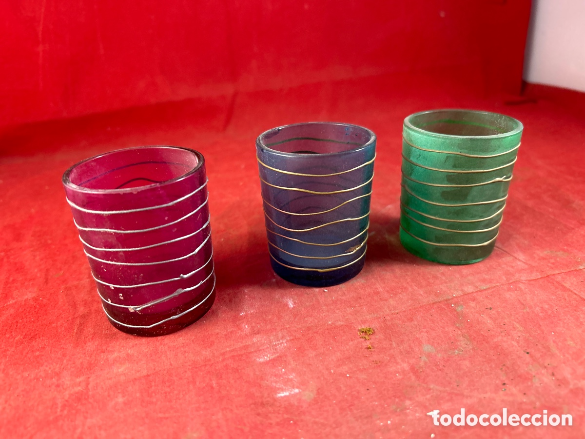 Antig&uuml;edades: VASOS CRISTAL COLORES - Foto 2