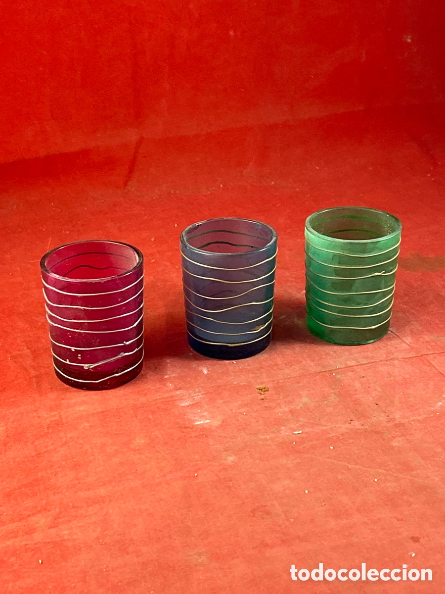 Antig&uuml;edades: VASOS CRISTAL COLORES - Foto 3