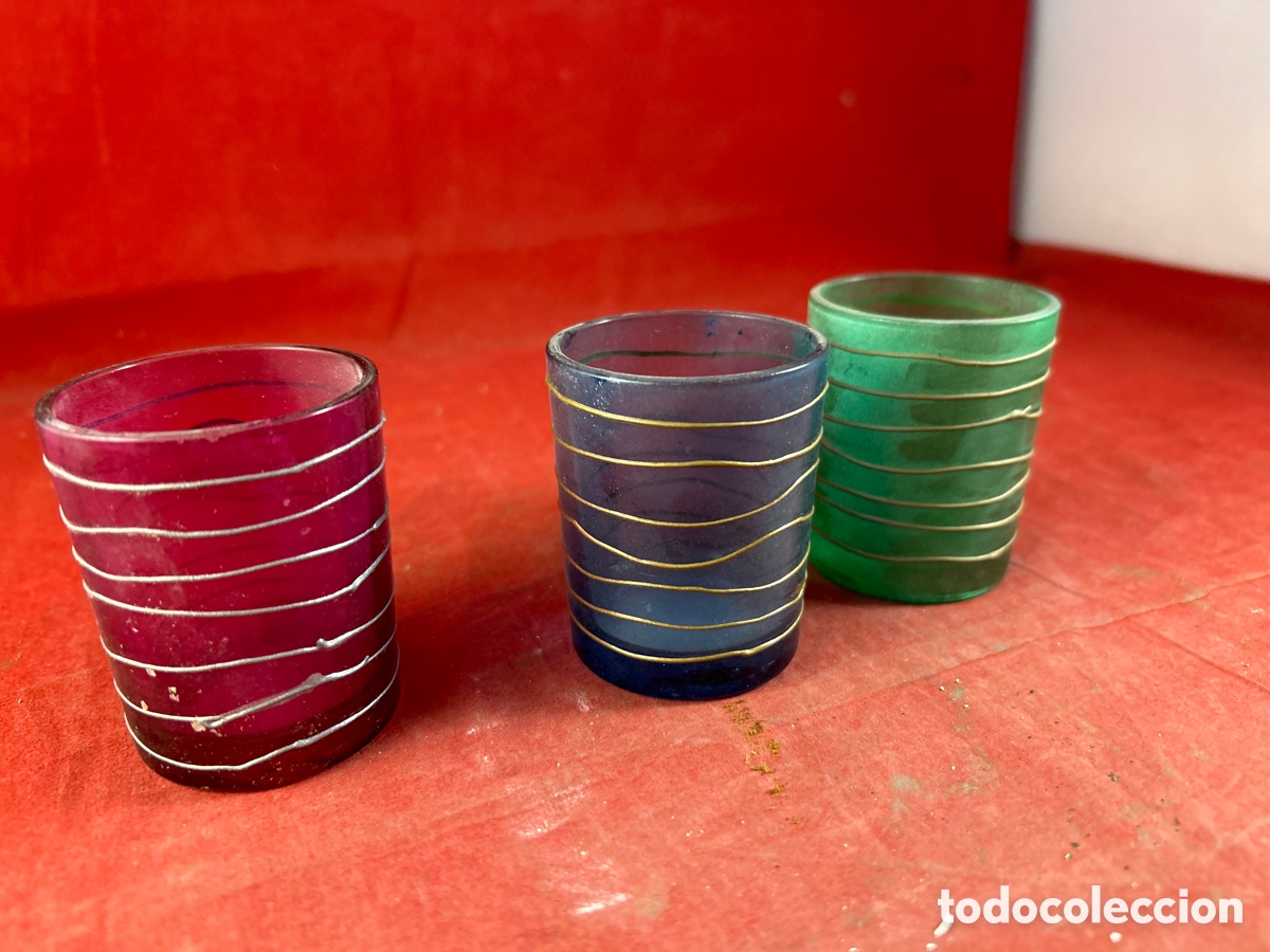 Antig&uuml;edades: VASOS CRISTAL COLORES - Foto 4