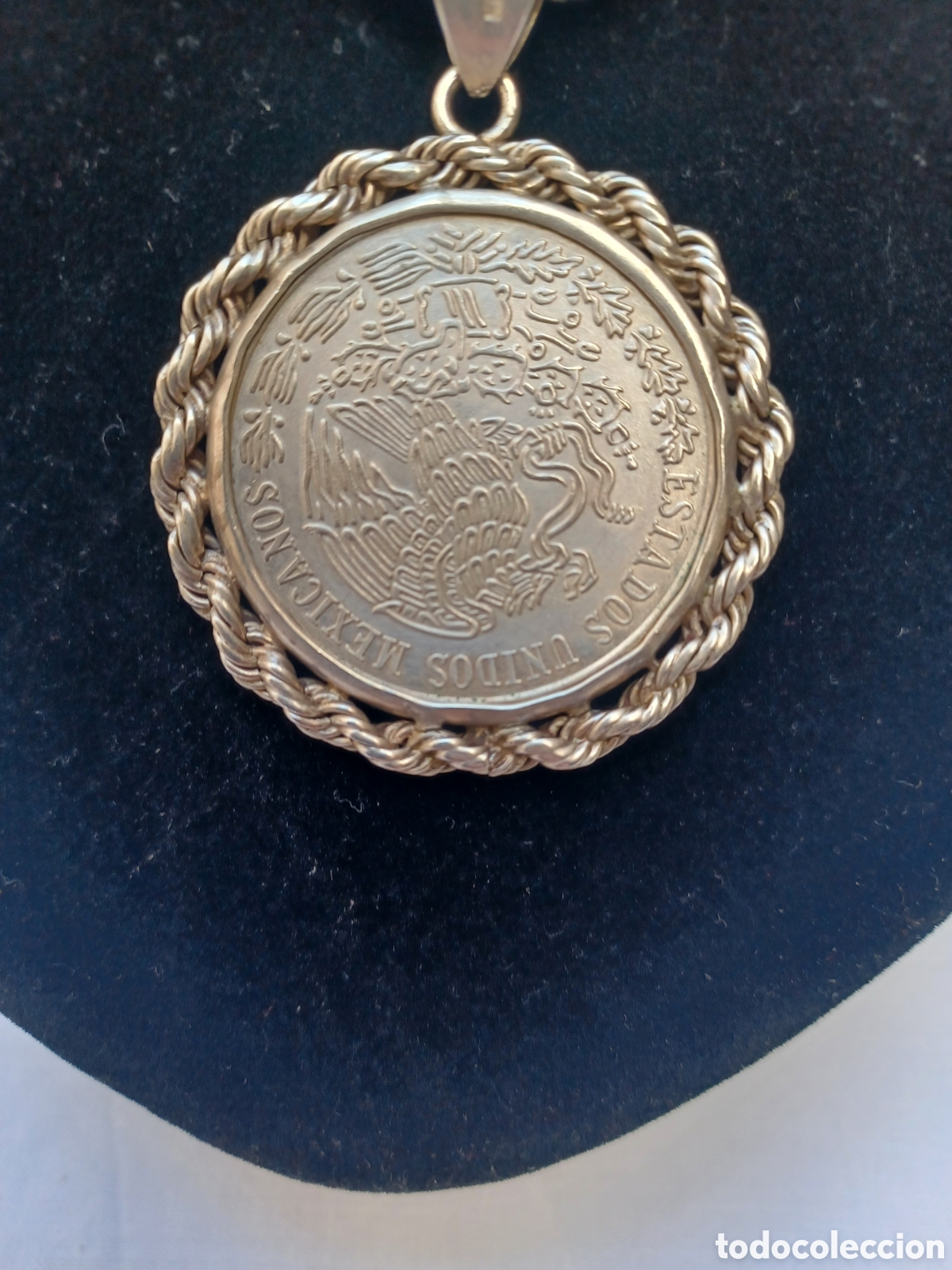 Antig&uuml;edades: Cadena con medalla de plata de M&eacute;xico. 88gr - Foto 5