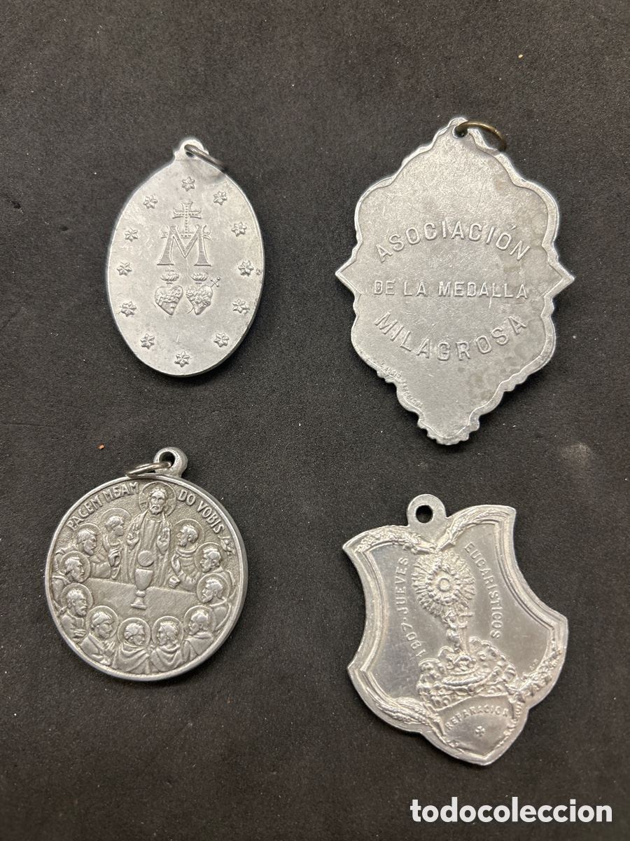 Antig&uuml;edades: Lote 4 medallas religiosas - Foto 2
