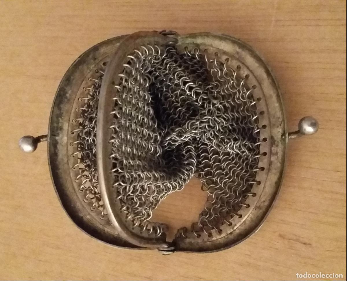 Antig&uuml;edades: ANTIGUO MONEDERO DE MALLA EN PLATA - DOS COMPARTIMENTOS - Foto 6