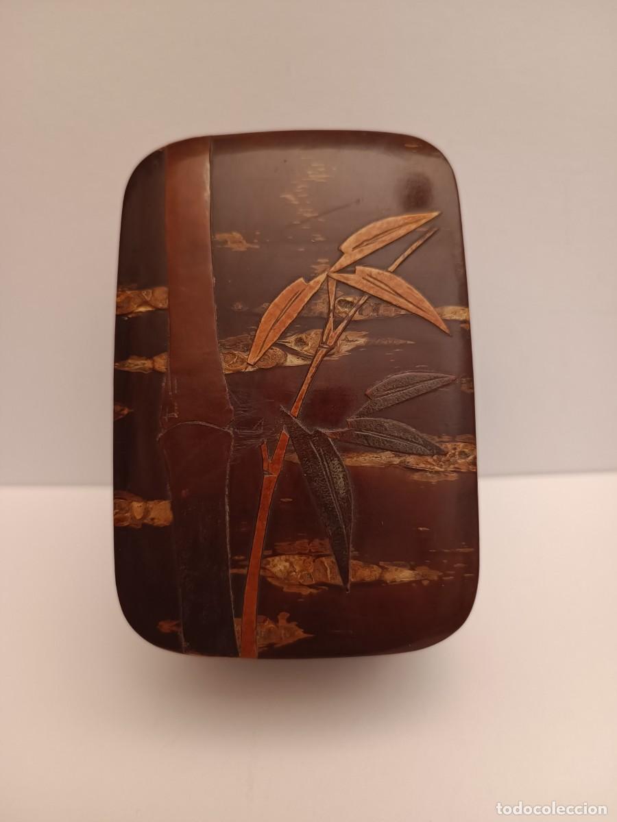Antig&uuml;edades: CAJA ORIENTA DE CORTEZA DE CEREZO DECORADA - Foto 5