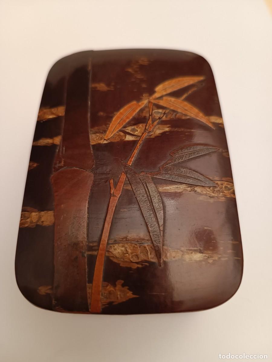 Antig&uuml;edades: CAJA ORIENTA DE CORTEZA DE CEREZO DECORADA - Foto 8