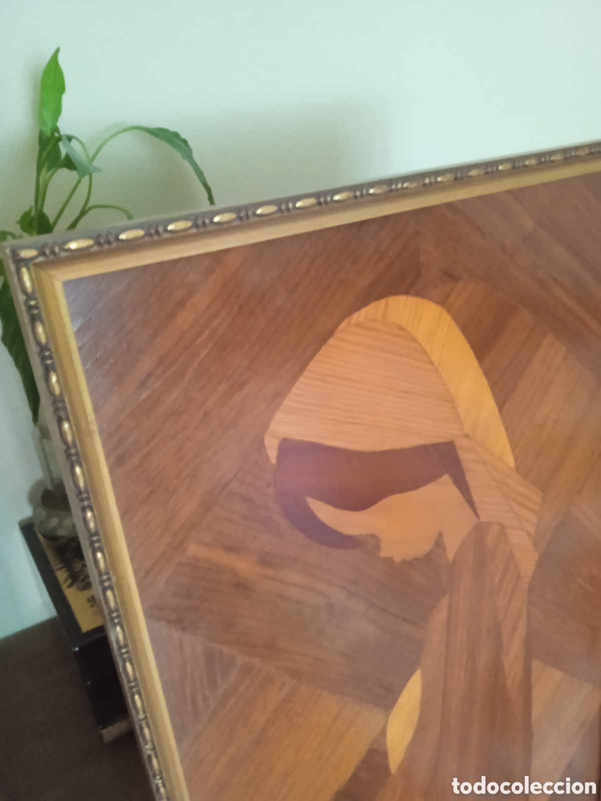 Antig&uuml;edades: Cuadro de Virgen en marqueter&iacute;a de madera - Foto 4