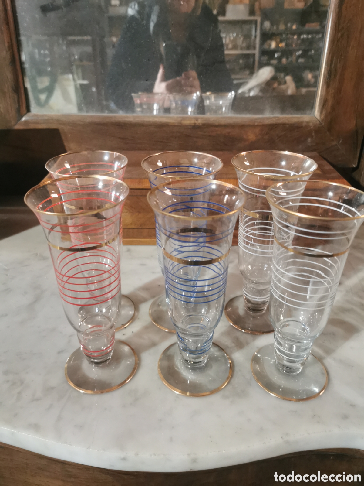 Antig&uuml;edades: 6 copas refresco circa 1930 18cm - Foto 2
