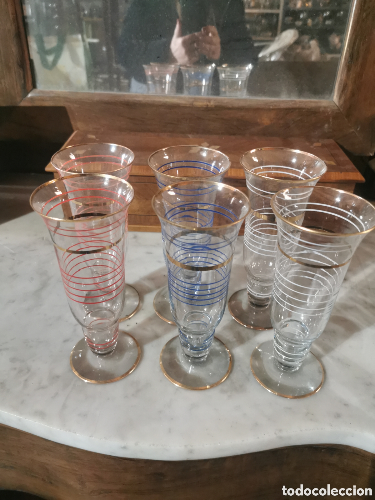 Antig&uuml;edades: 6 copas refresco circa 1930 18cm - Foto 3