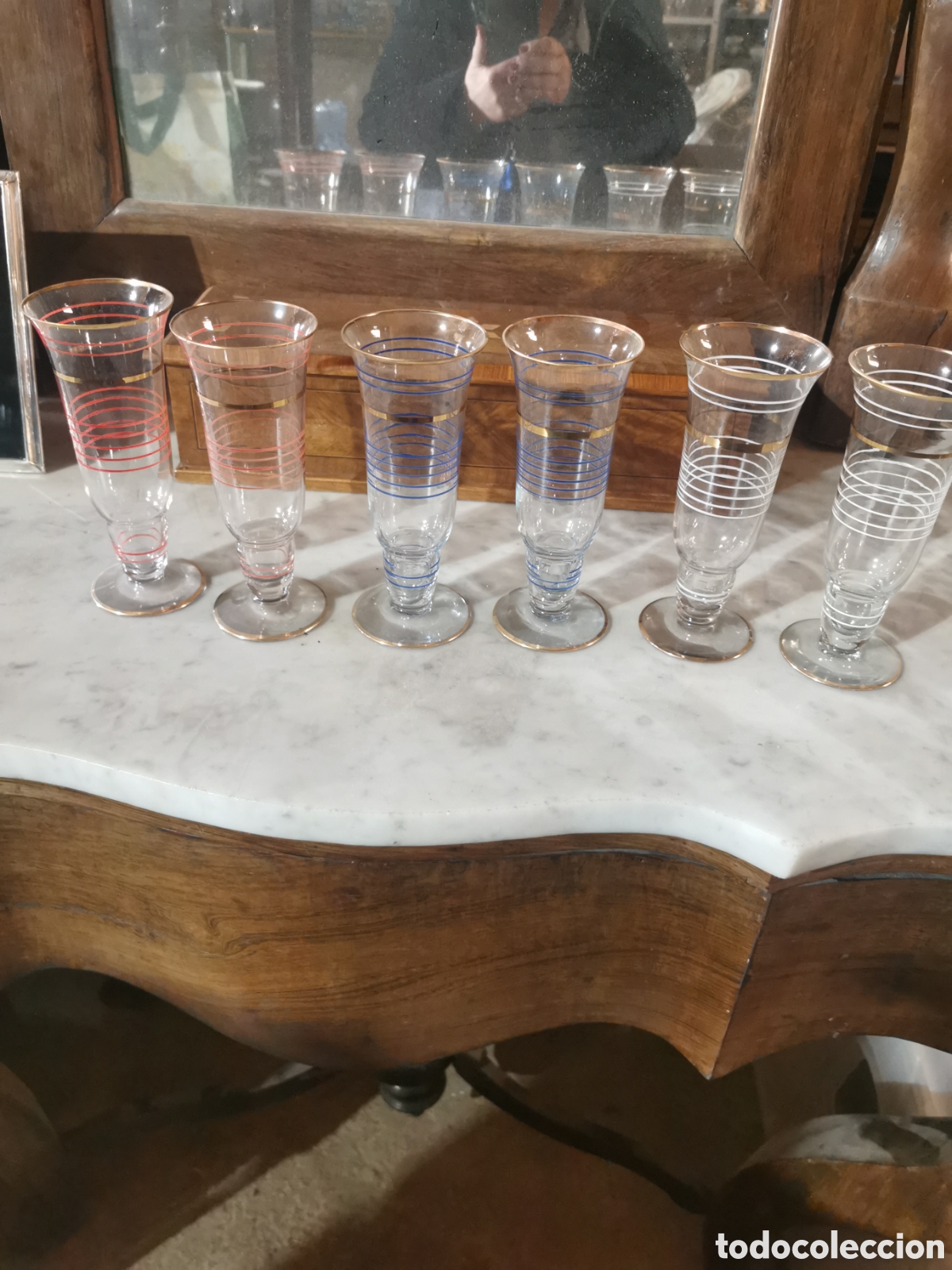Antig&uuml;edades: 6 copas refresco circa 1930 18cm - Foto 4