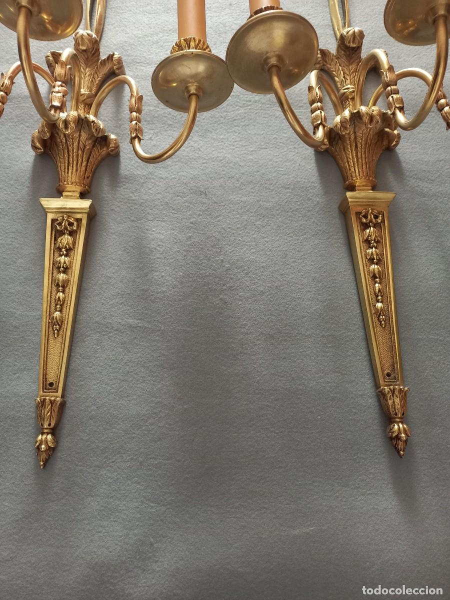 Antig&uuml;edades: PAREJA DE APLIQUES DE BRONCE - Foto 10