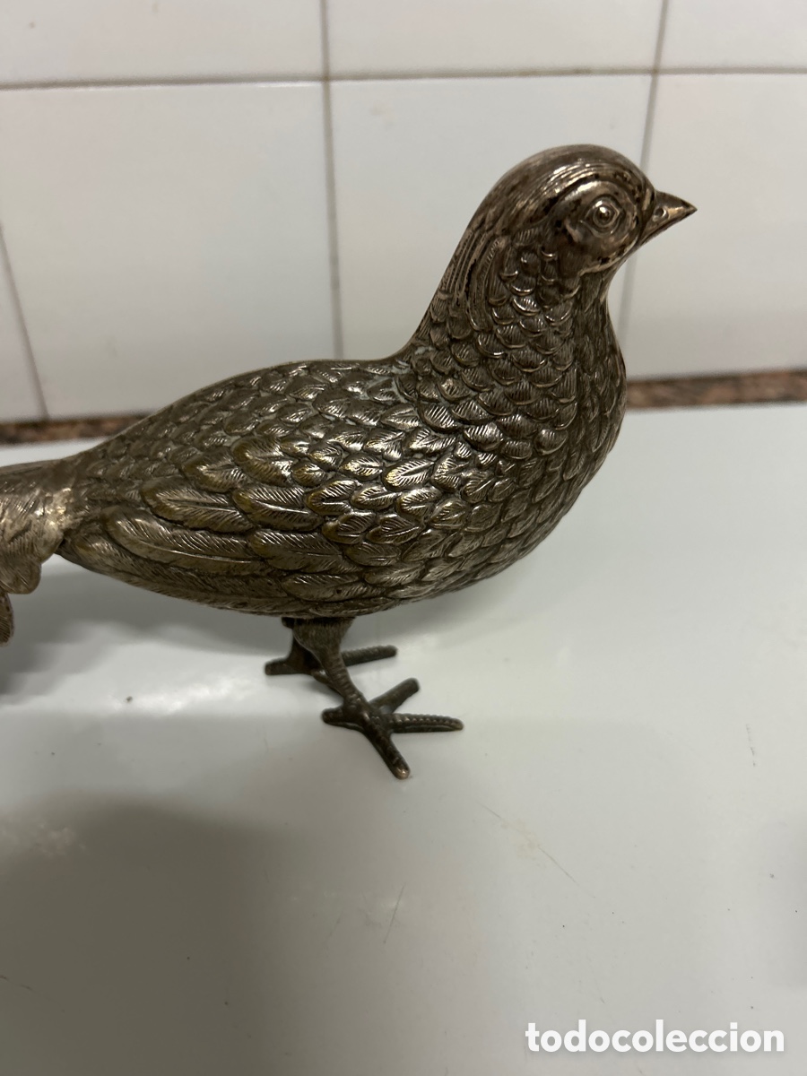 Antig&uuml;edades: Pareja de faisanes en alpaca plateada - Foto 3