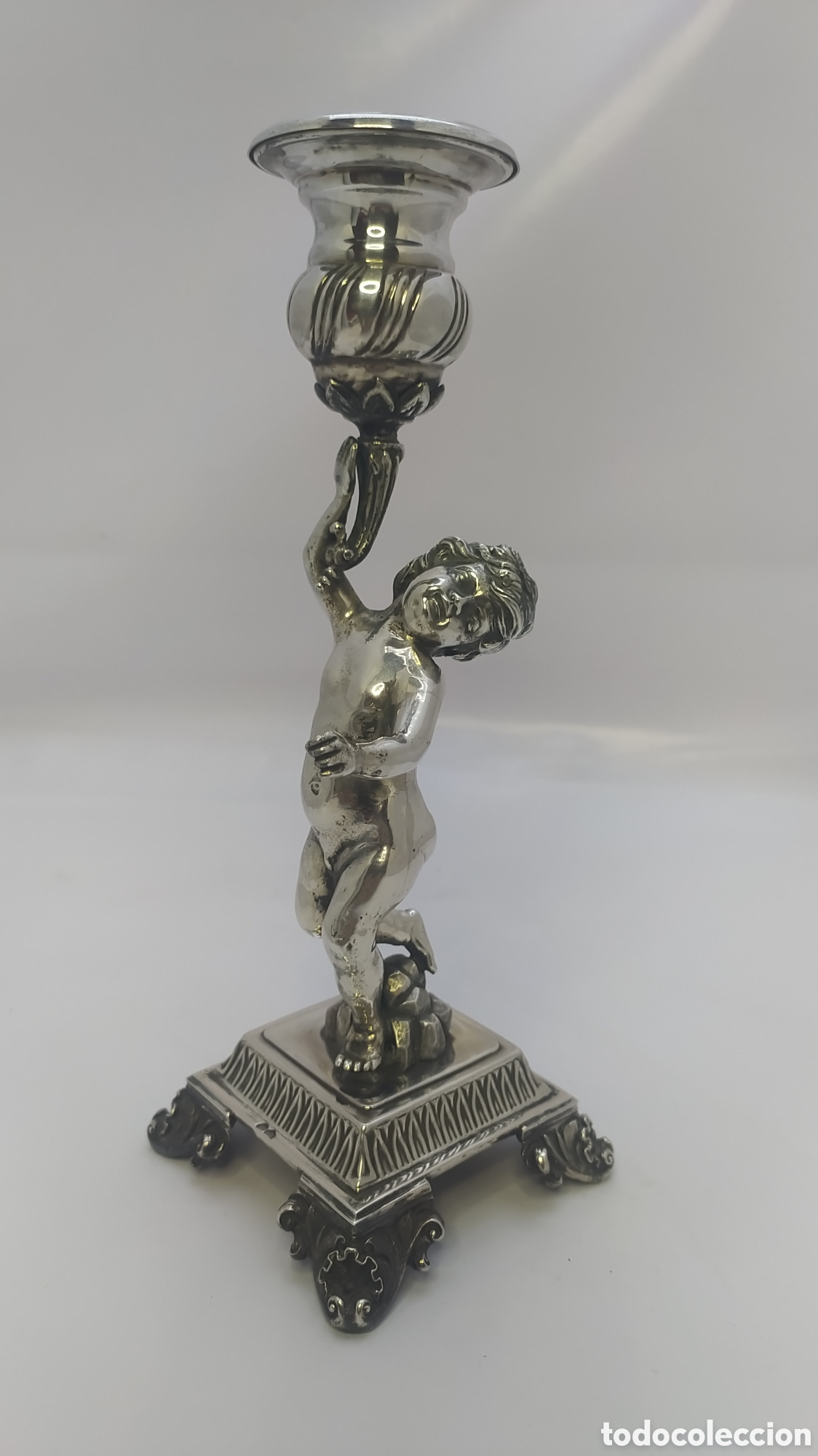 Antig&uuml;edades: Candelero plata querubin - Foto 2