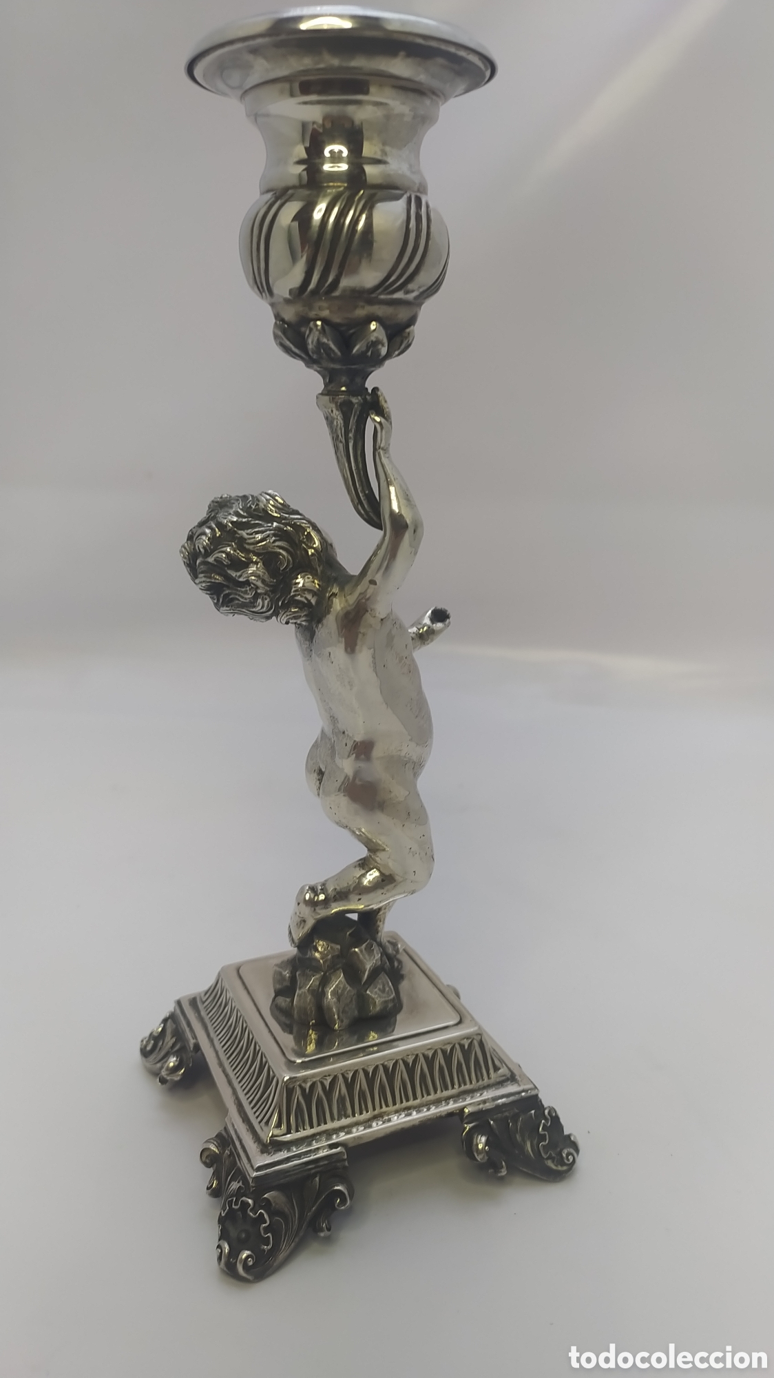 Antig&uuml;edades: Candelero plata querubin - Foto 5