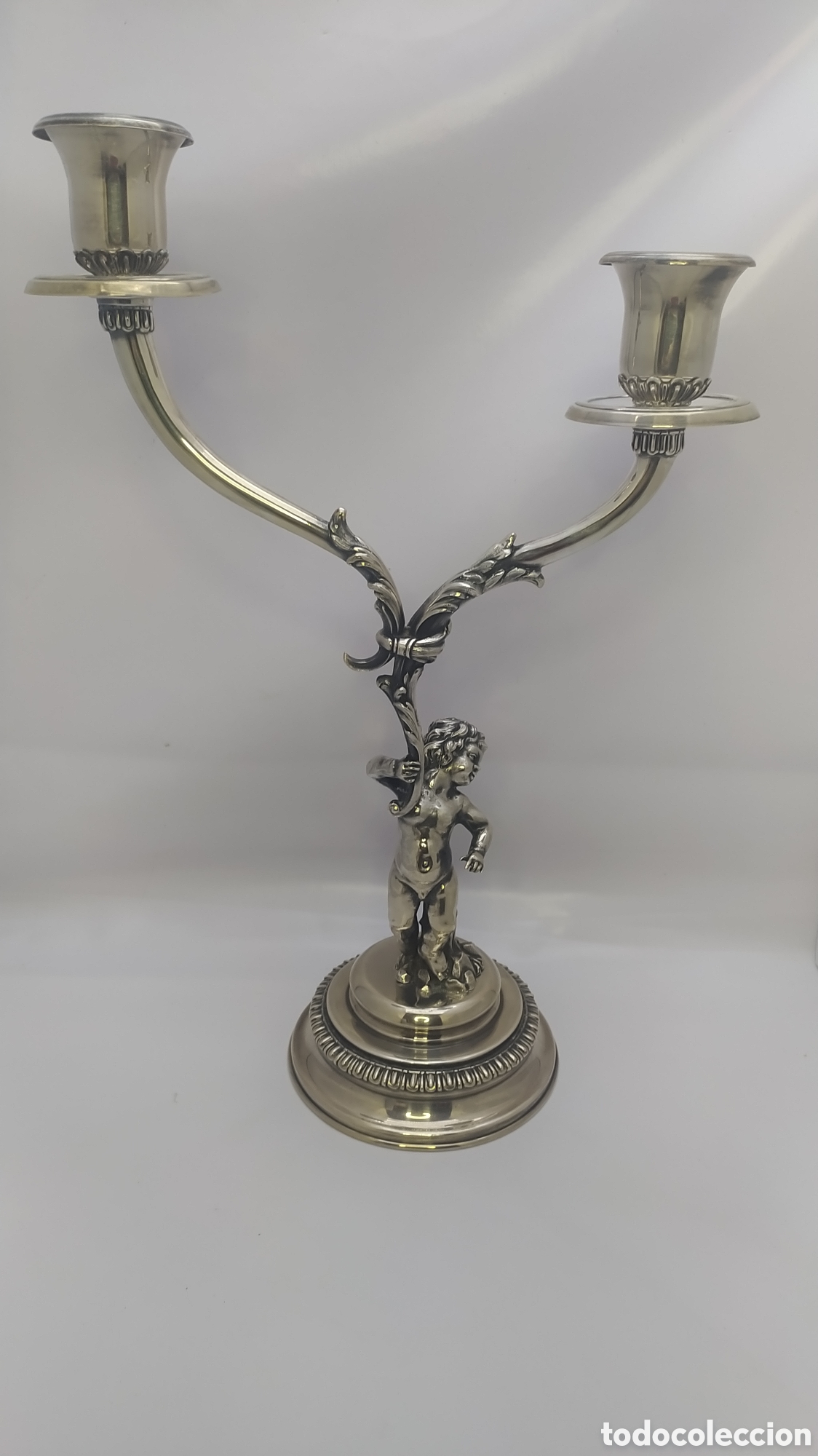 Antig&uuml;edades: Candelabro plata querubin - Foto 2