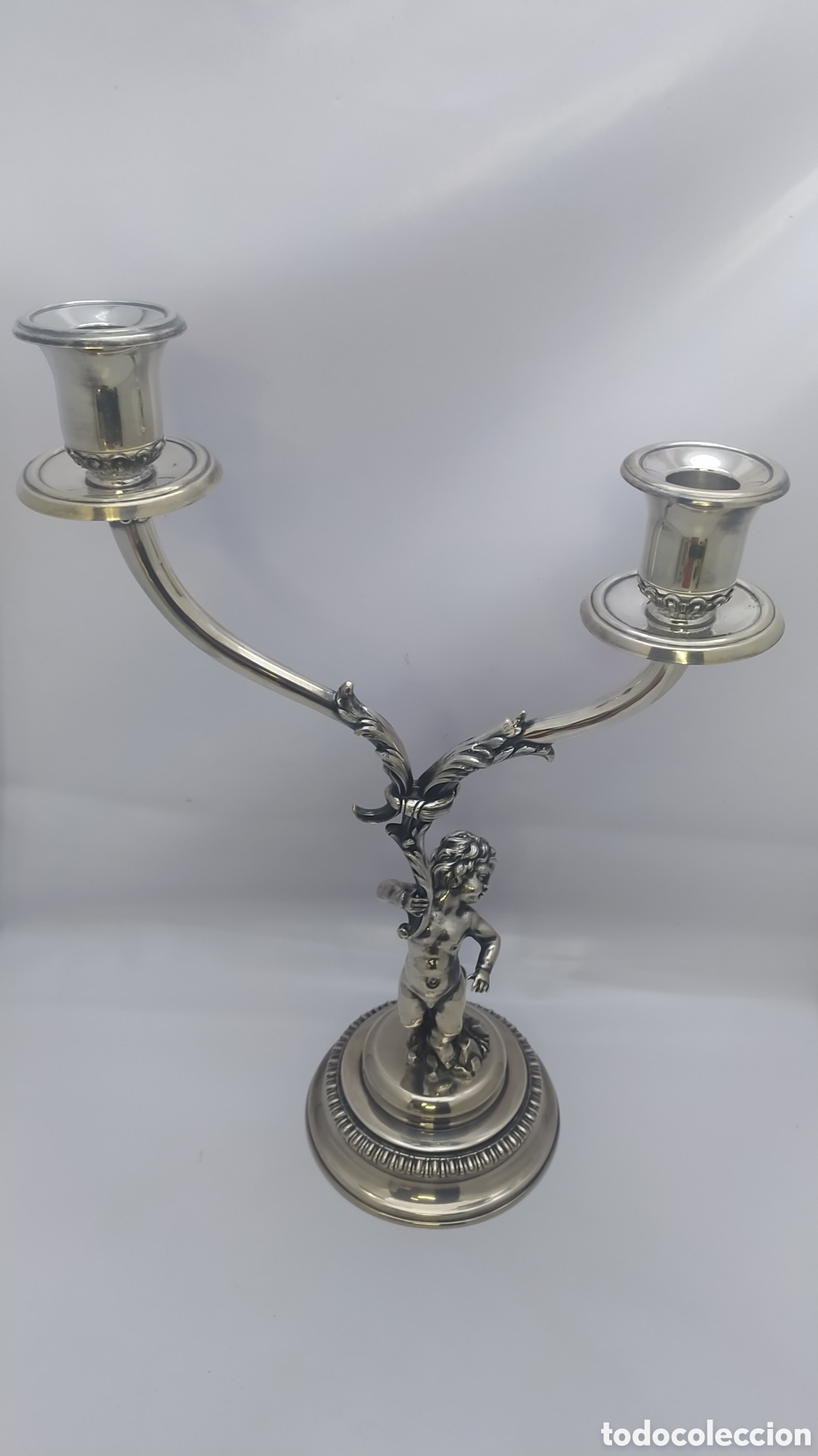 Antig&uuml;edades: Candelabro plata querubin - Foto 3