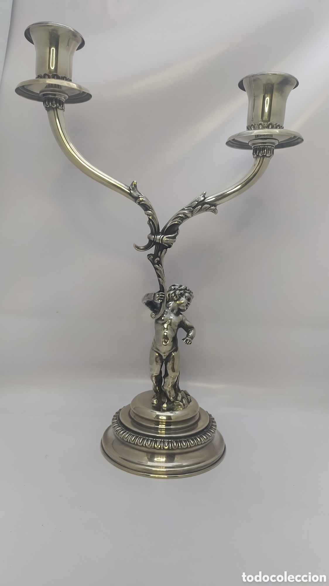 Antig&uuml;edades: Candelabro plata querubin - Foto 4