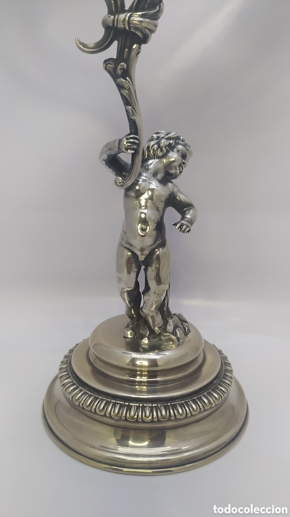 Antig&uuml;edades: Candelabro plata querubin - Foto 5
