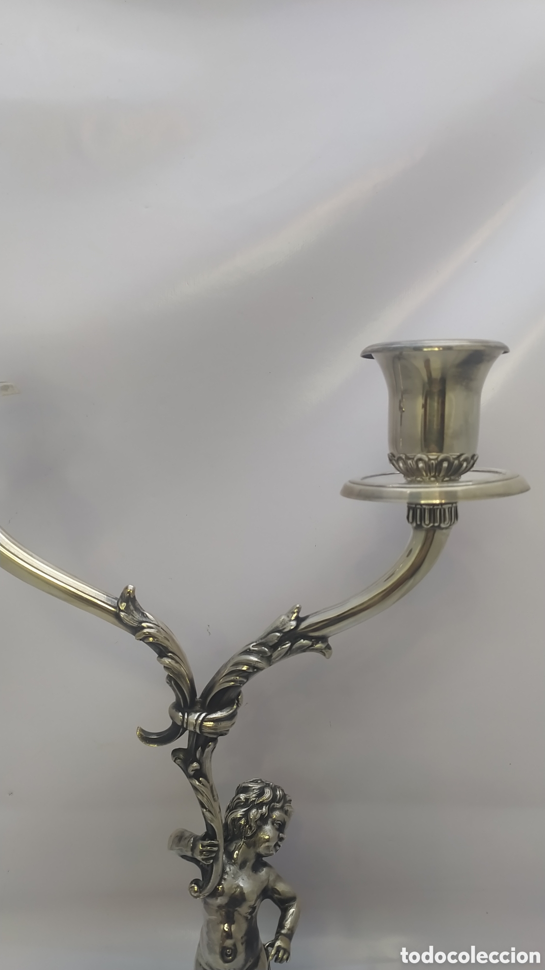 Antig&uuml;edades: Candelabro plata querubin - Foto 6