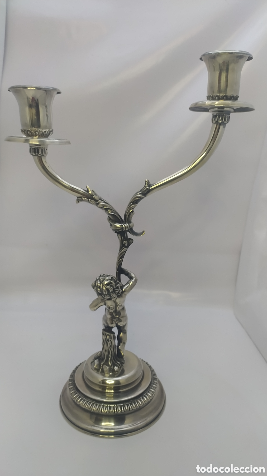 Antig&uuml;edades: Candelabro plata querubin - Foto 8