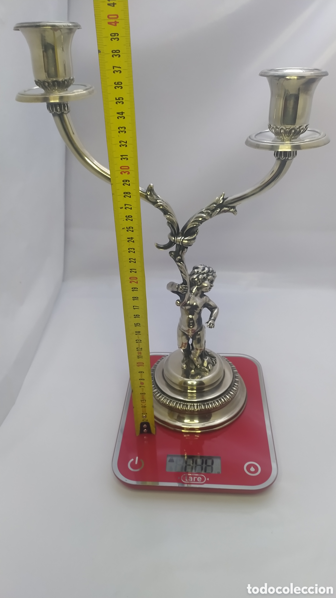 Antig&uuml;edades: Candelabro plata querubin - Foto 12