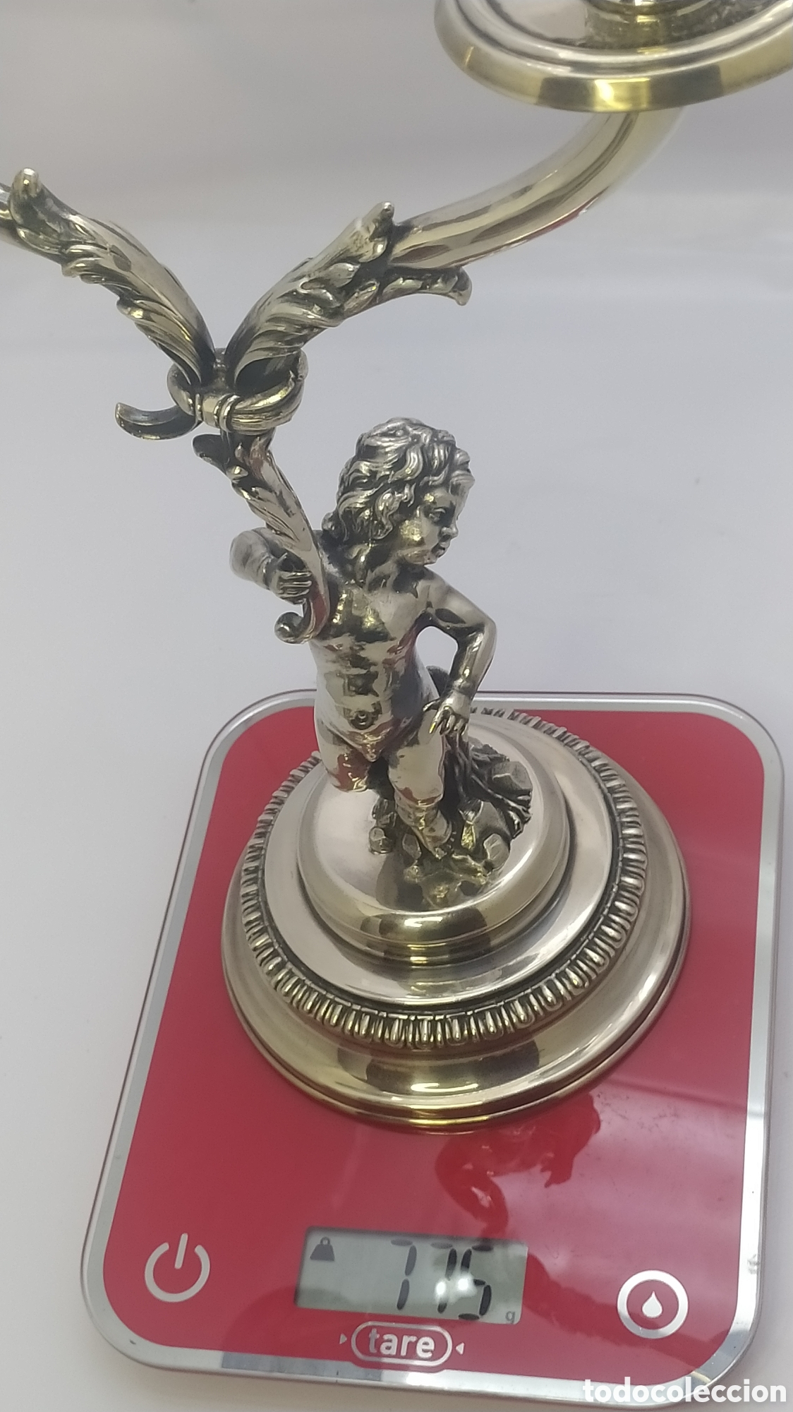 Antig&uuml;edades: Candelabro plata querubin - Foto 15