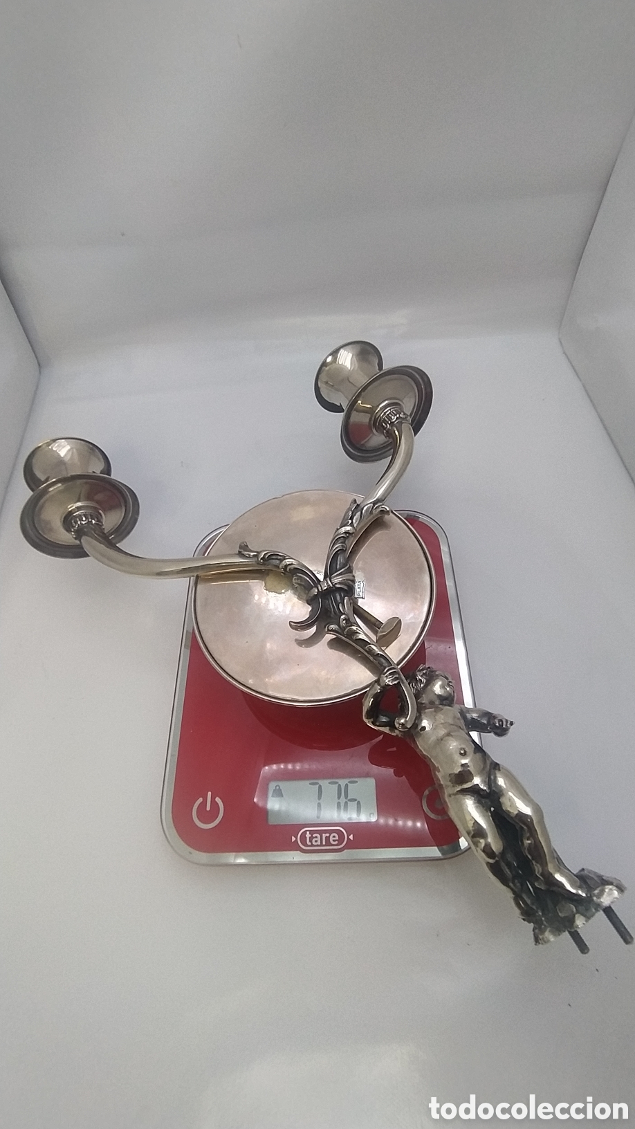 Antig&uuml;edades: Candelabro plata querubin - Foto 18