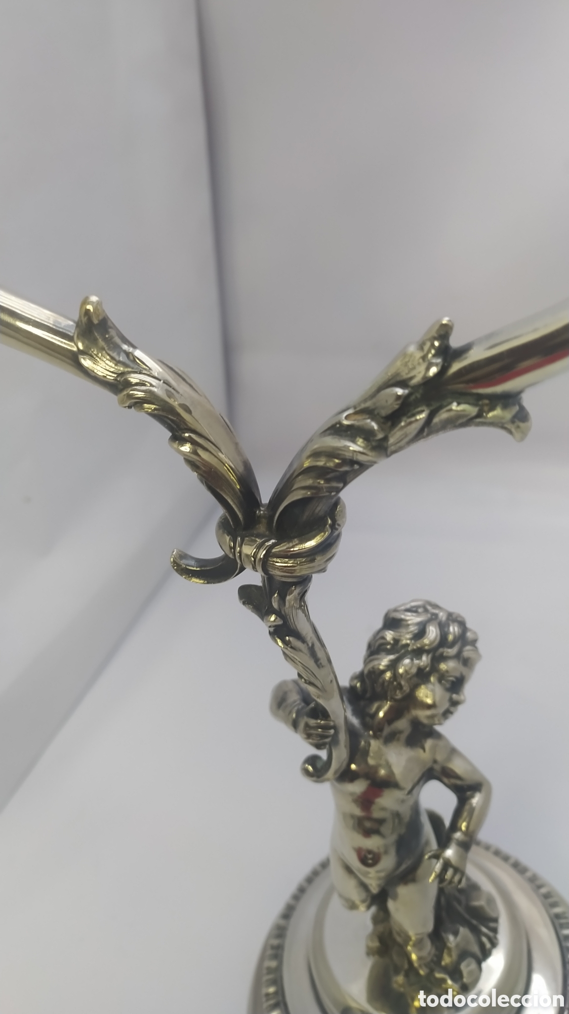 Antig&uuml;edades: Candelabro plata querubin - Foto 24