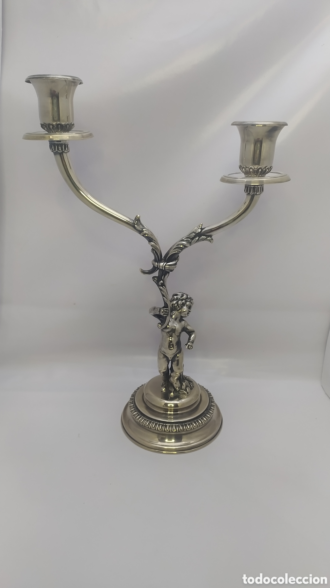 Antig&uuml;edades: Candelabro plata querubin - Foto 1