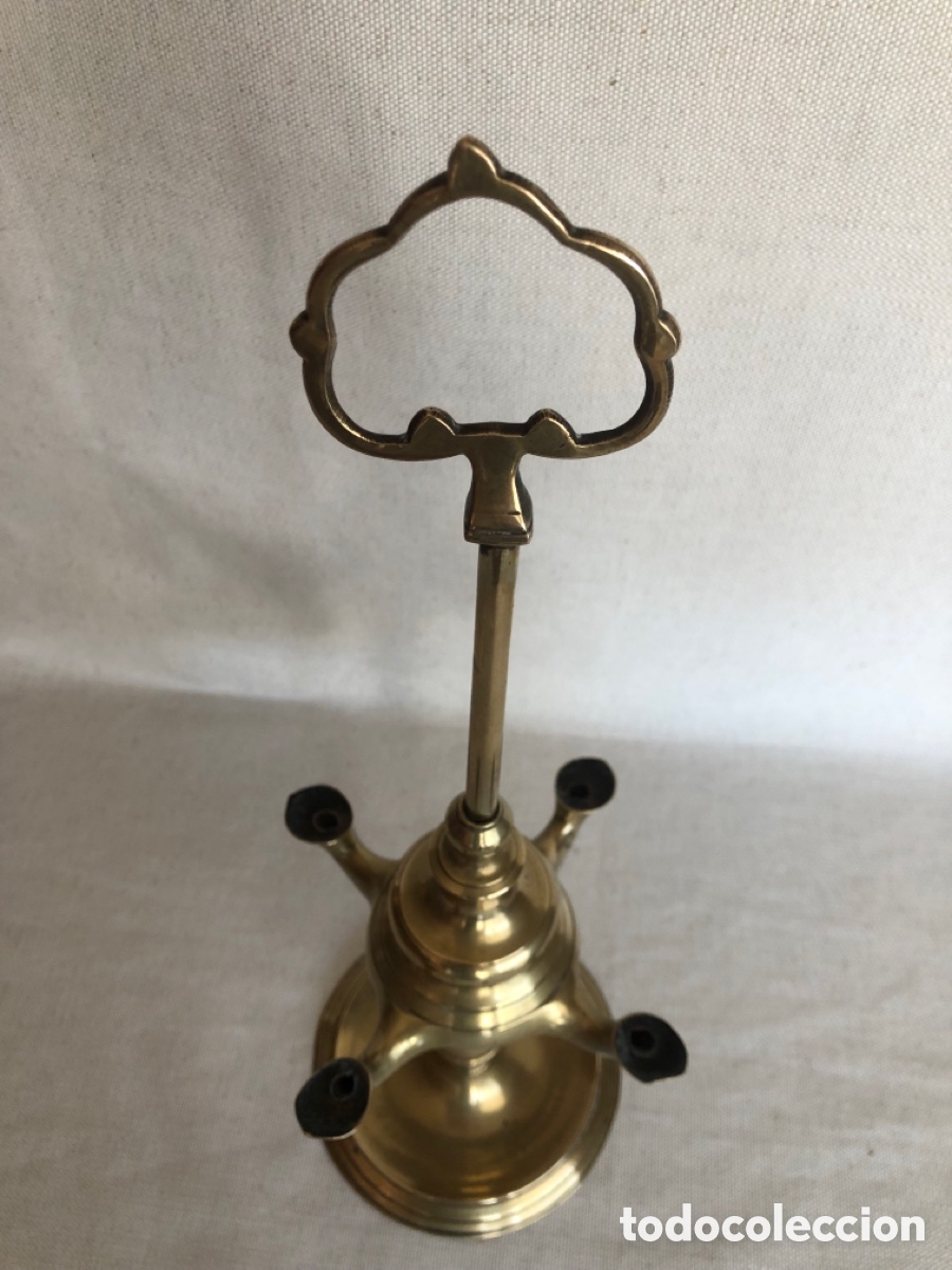 Antig&uuml;edades: Antiguo Candil Bronce de 4 Mechas - Foto 3