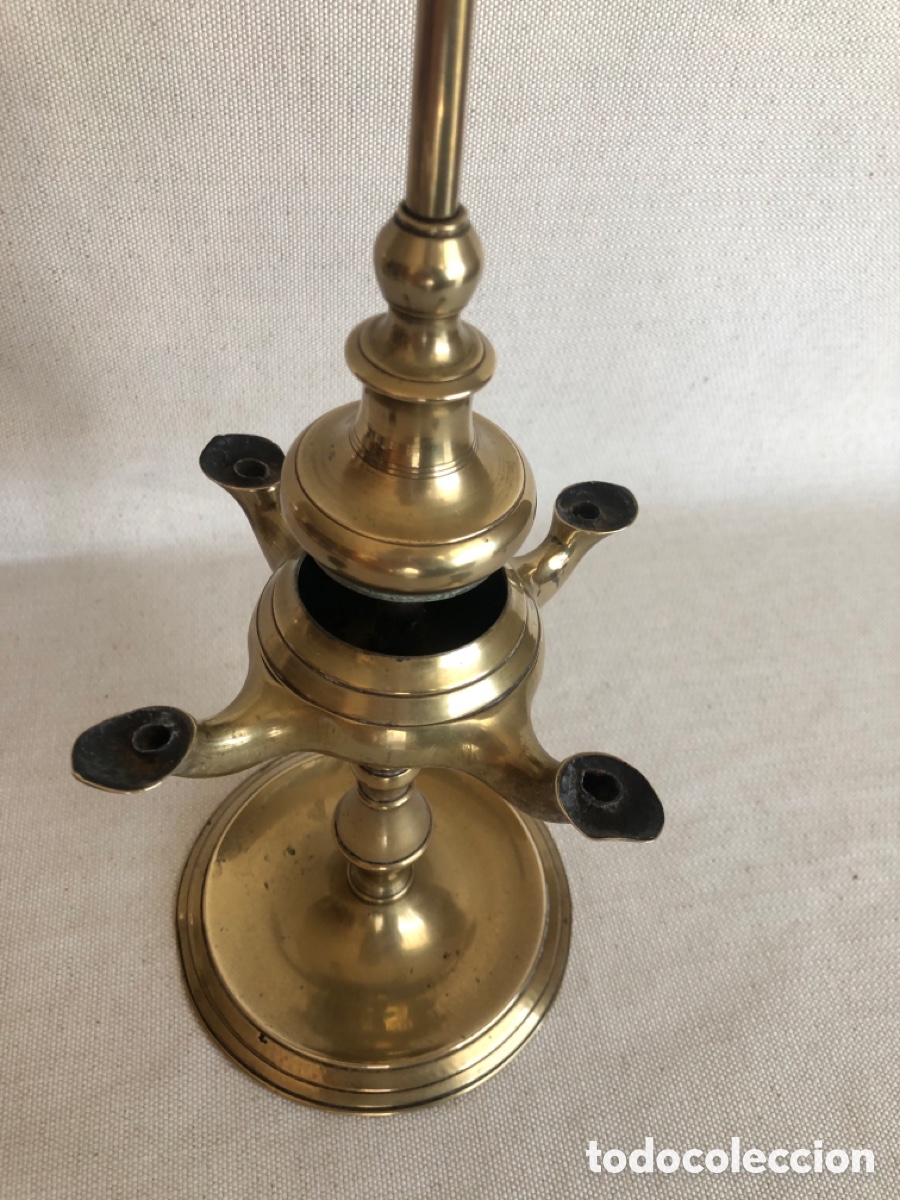 Antig&uuml;edades: Antiguo Candil Bronce de 4 Mechas - Foto 4