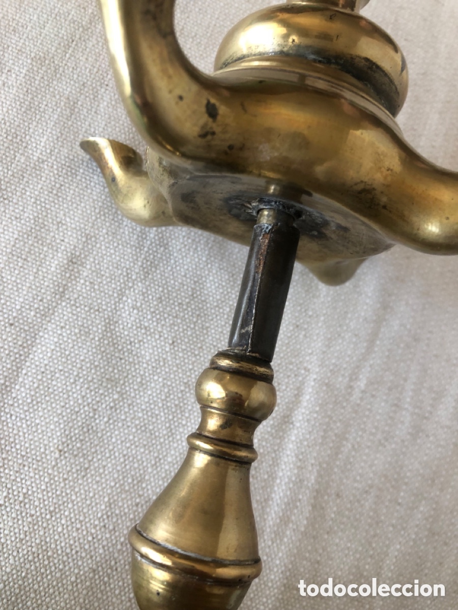 Antig&uuml;edades: Antiguo Candil Bronce de 4 Mechas - Foto 8