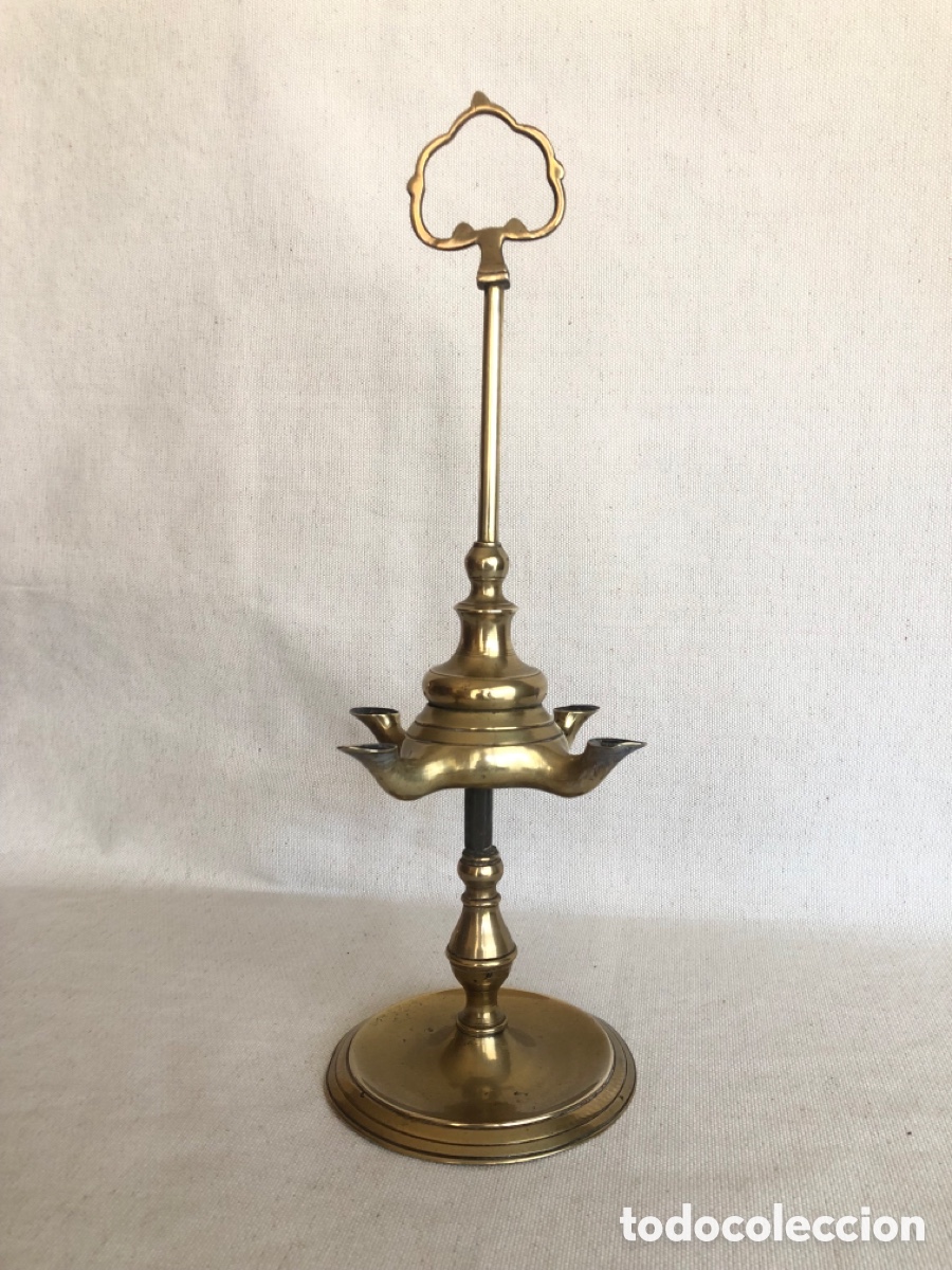 Antig&uuml;edades: Antiguo Candil Bronce de 4 Mechas - Foto 1