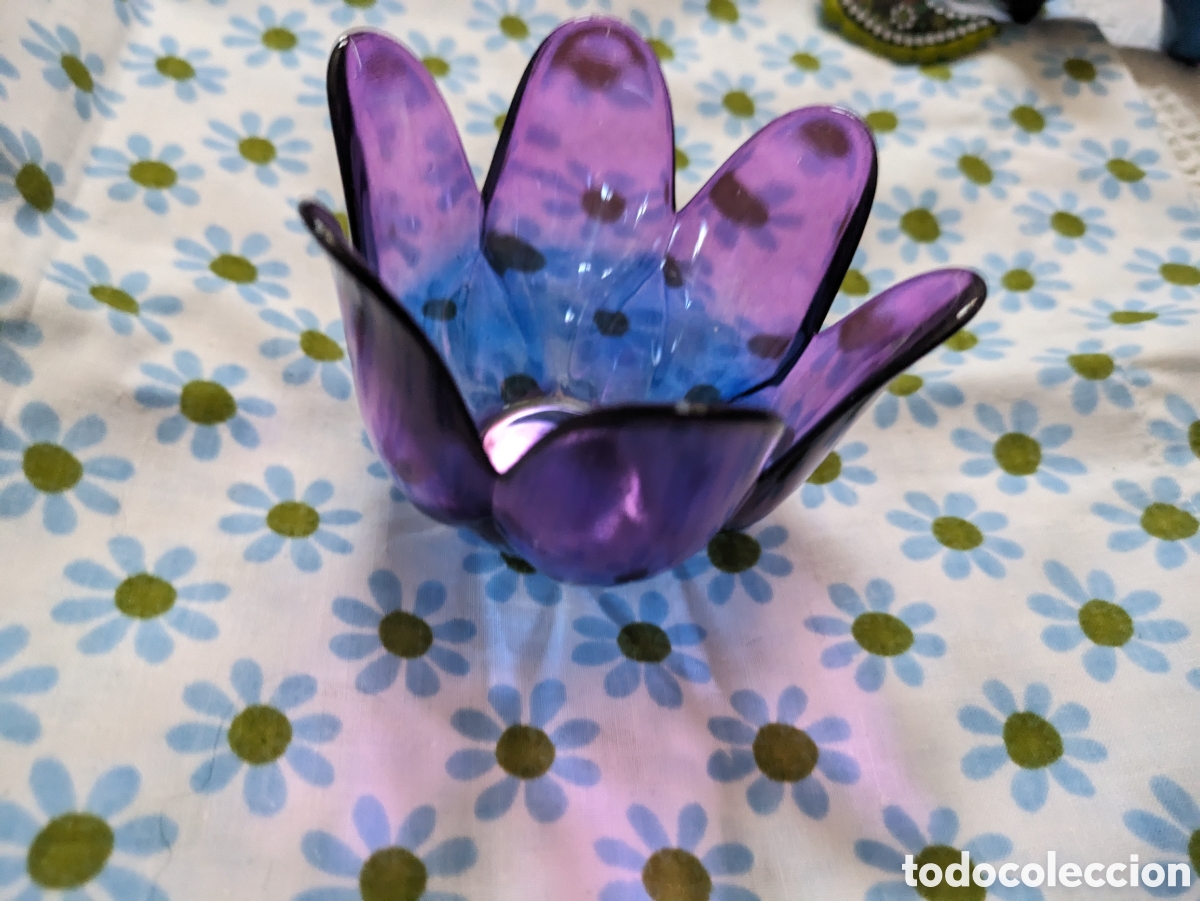 Antig&uuml;edades: Cristal Iridiscente Portavelas - Foto 4