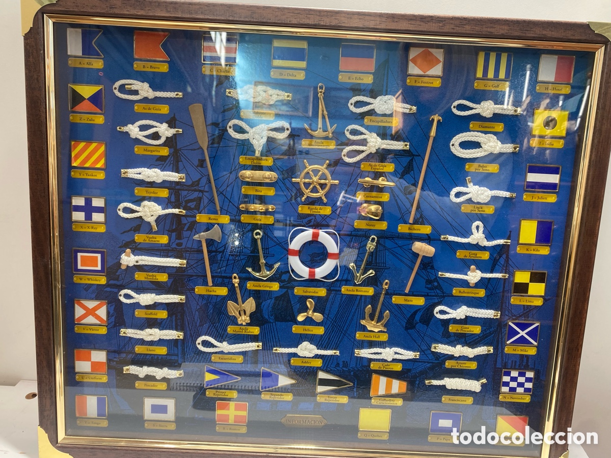 Antig&uuml;edades: CUADRO N&Aacute;UTICO NUDOS MARINEROS CON MARCO