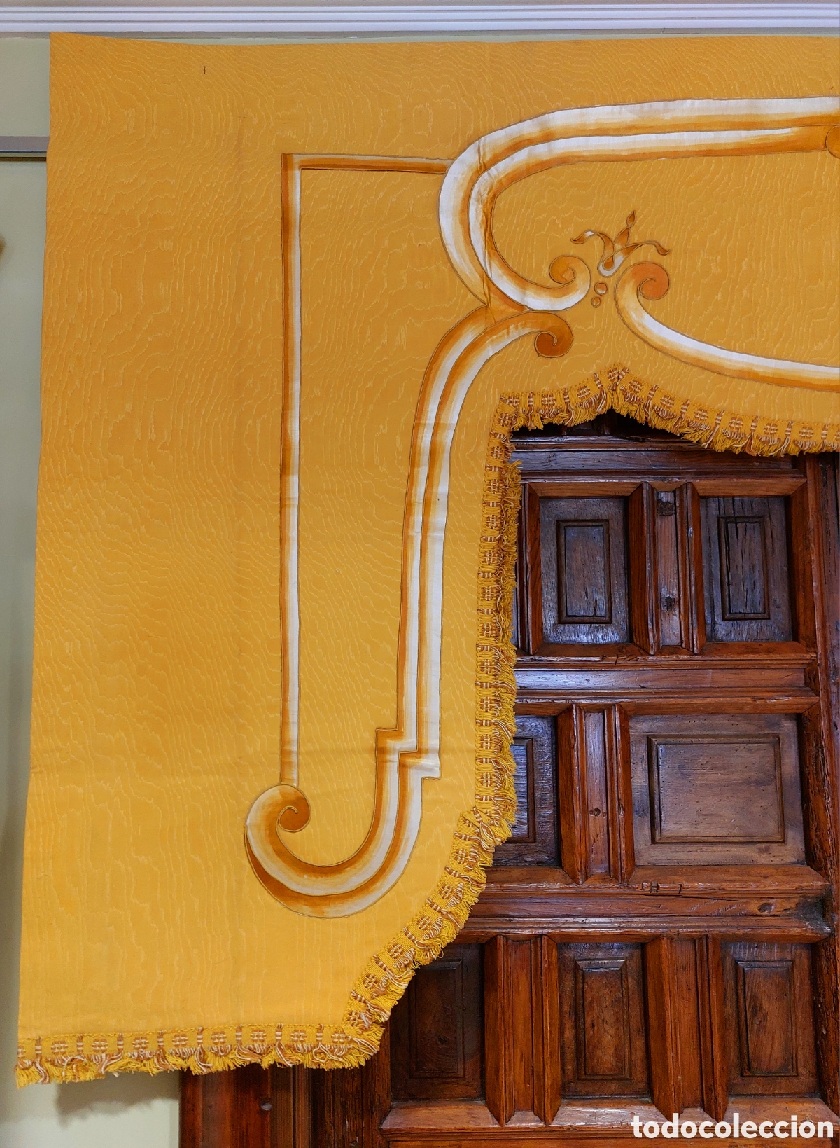 Antig&uuml;edades: DOSEL O SOBREPUERTA DE SEDA Y PINTADA - Foto 3
