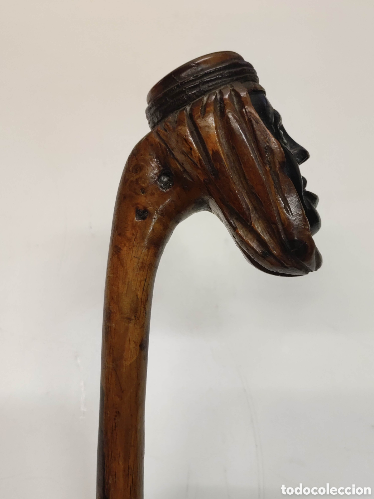 Antig&uuml;edades: Antiguo bast&oacute;n cabeza tallada en madera - Foto 3