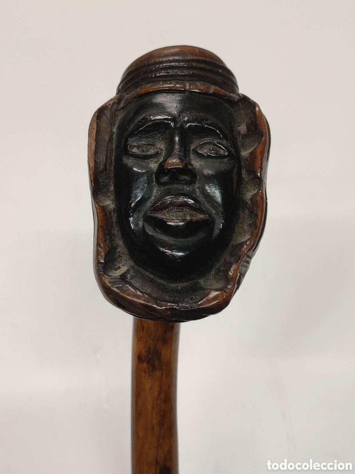 Antig&uuml;edades: Antiguo bast&oacute;n cabeza tallada en madera - Foto 4