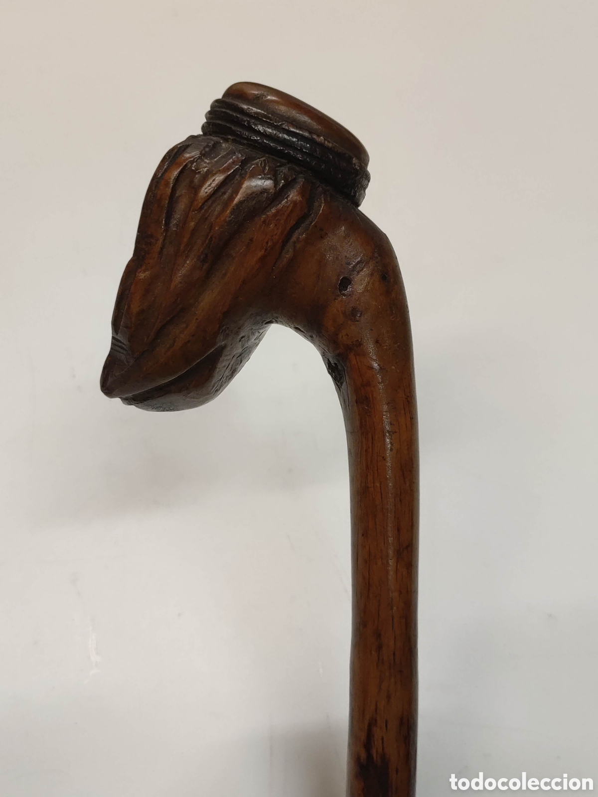 Antig&uuml;edades: Antiguo bast&oacute;n cabeza tallada en madera - Foto 6