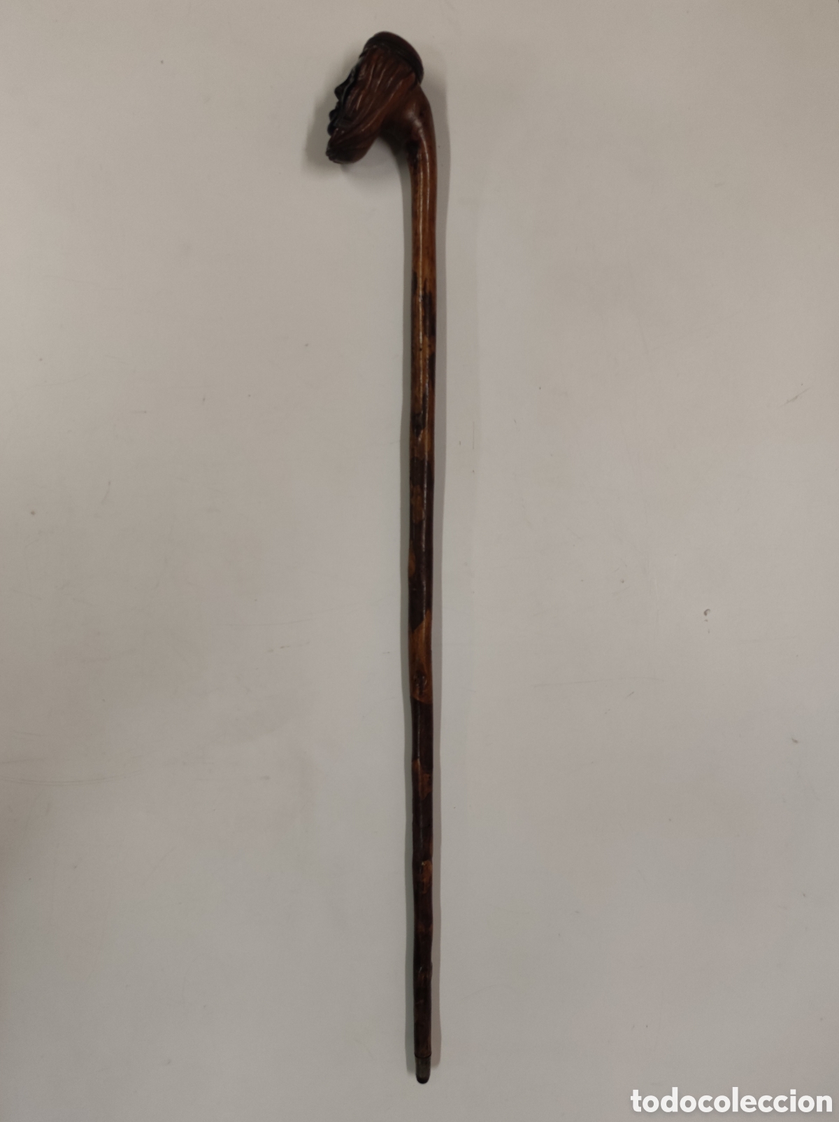Antig&uuml;edades: Antiguo bast&oacute;n cabeza tallada en madera - Foto 2