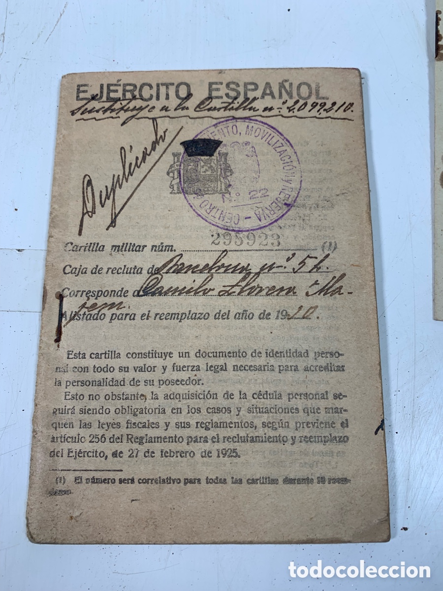 Antig&uuml;edades: 01_ Documentos militares Ej&eacute;rcito Espa&ntilde;a 1930 - Foto 1
