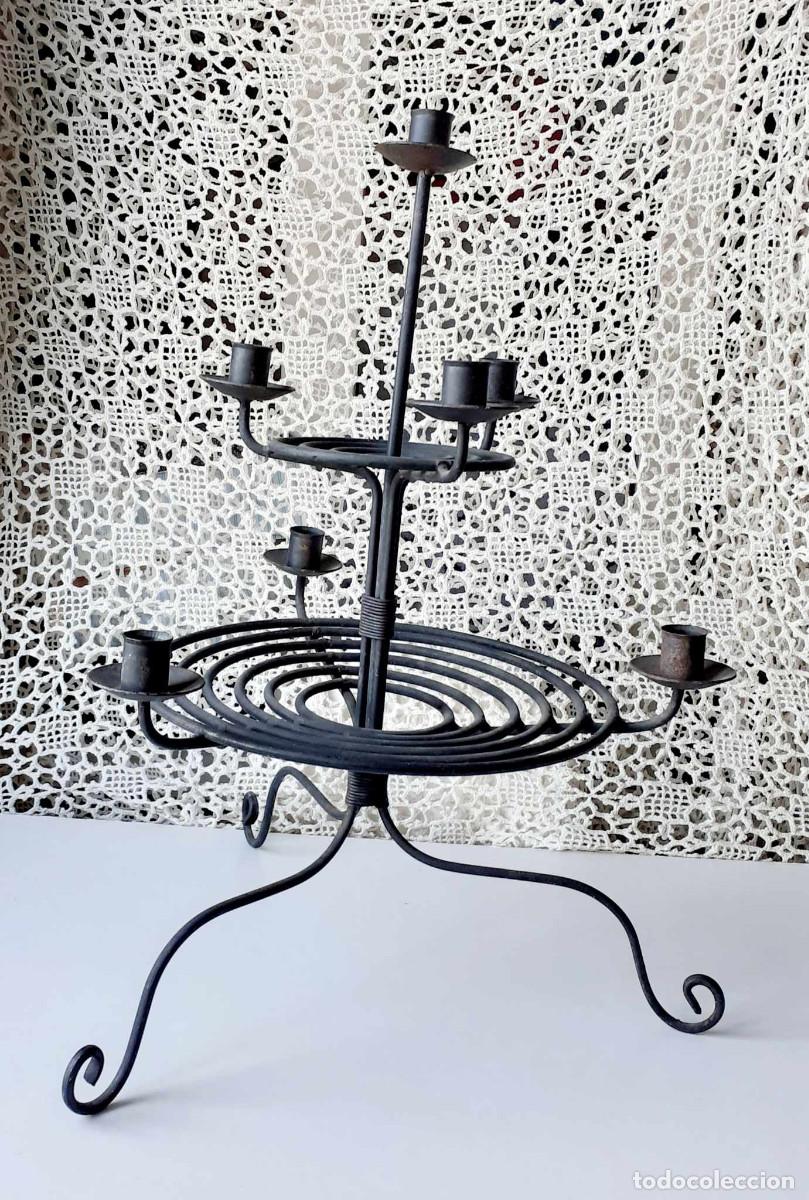 Antig&uuml;edades: candelabro en hierro forjado - 56 cm - Foto 2