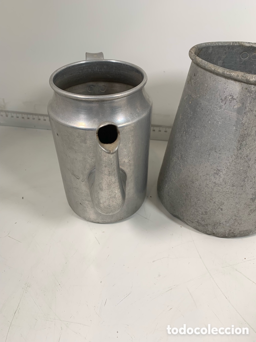 Antig&uuml;edades: 01_ lote Lechera cafetera aluminio - Foto 2