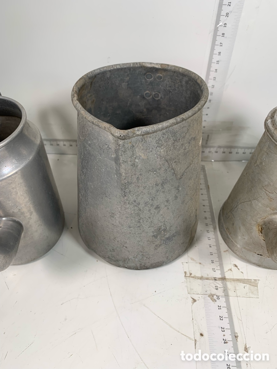 Antig&uuml;edades: 01_ lote Lechera cafetera aluminio - Foto 3