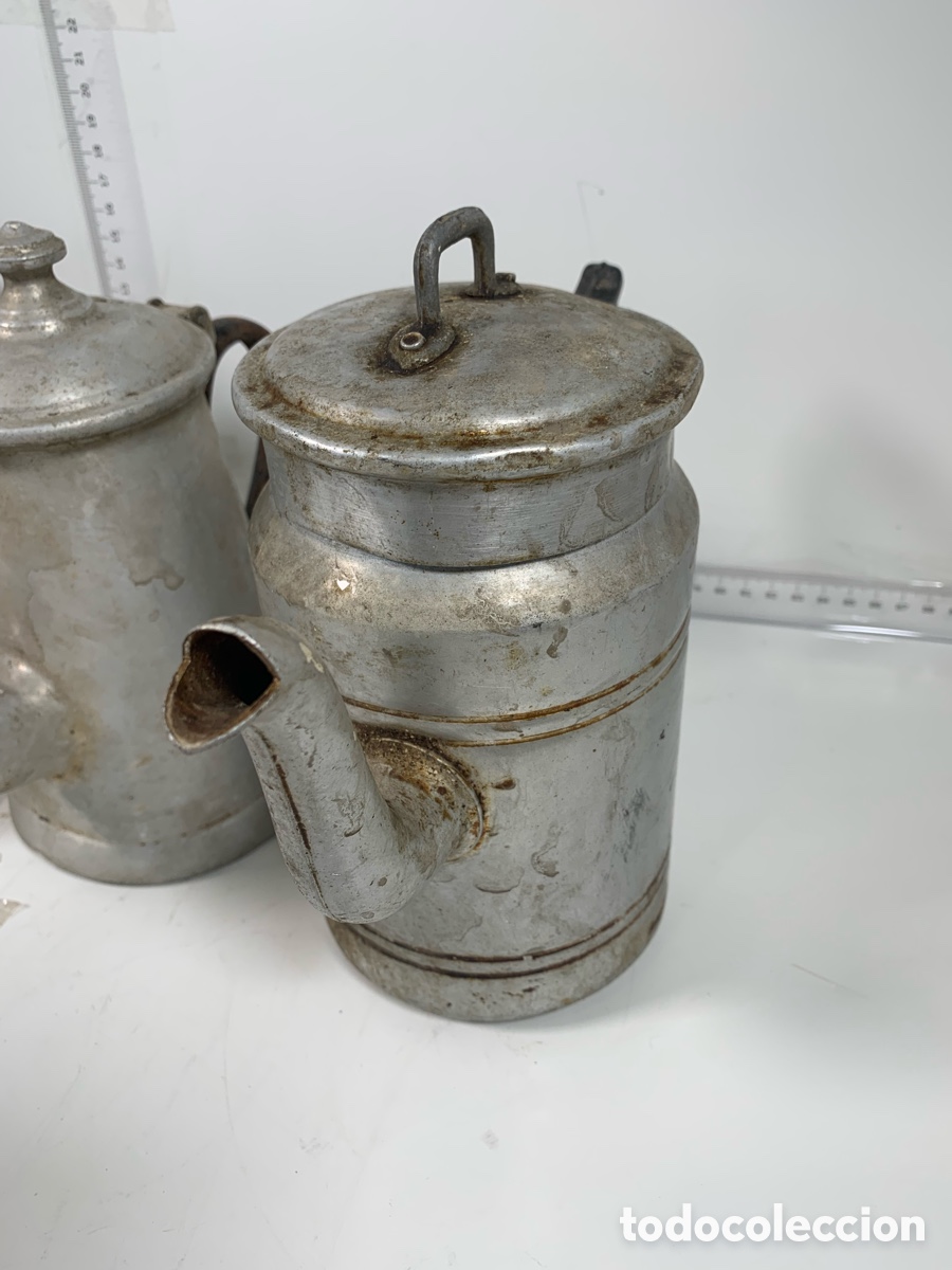 Antig&uuml;edades: 01_ lote Lechera cafetera aluminio - Foto 5