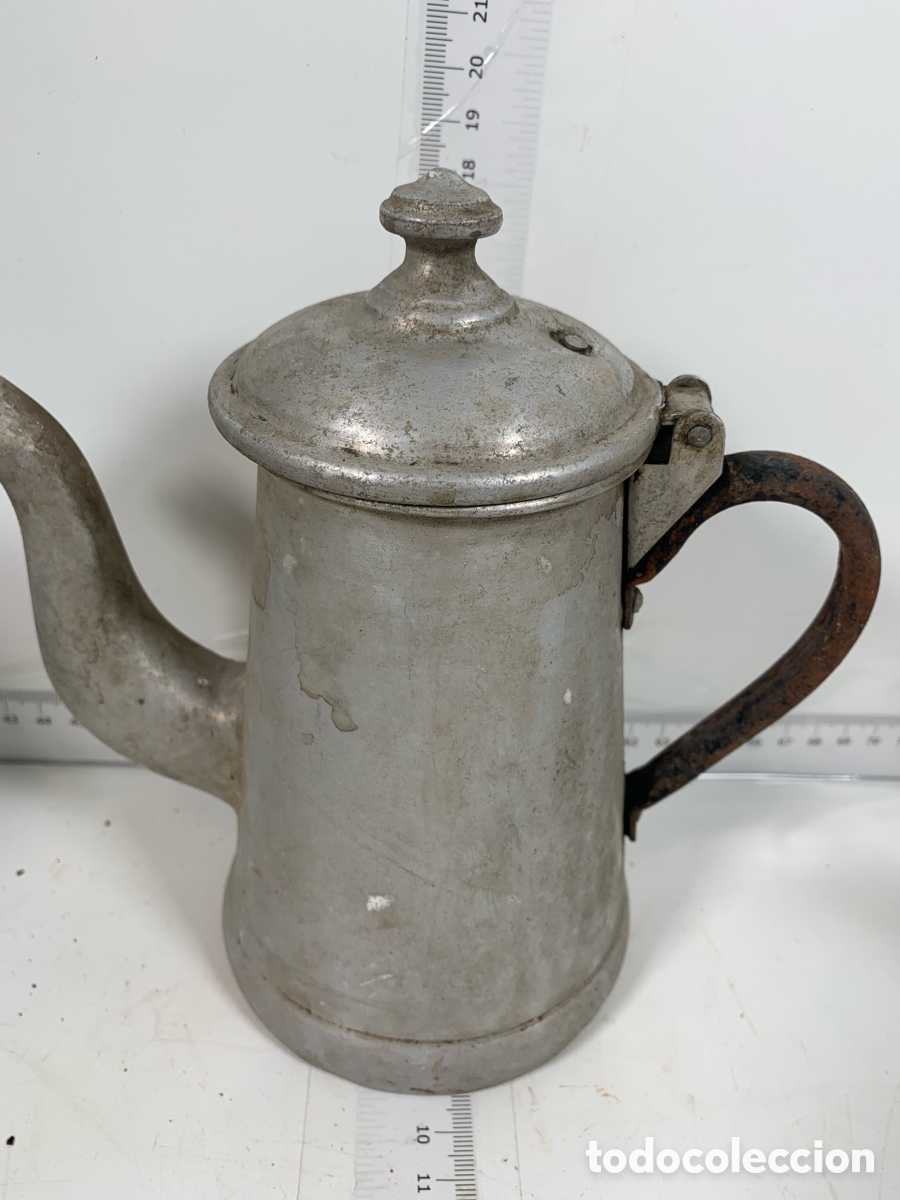Antig&uuml;edades: 01_ lote Lechera cafetera aluminio - Foto 9