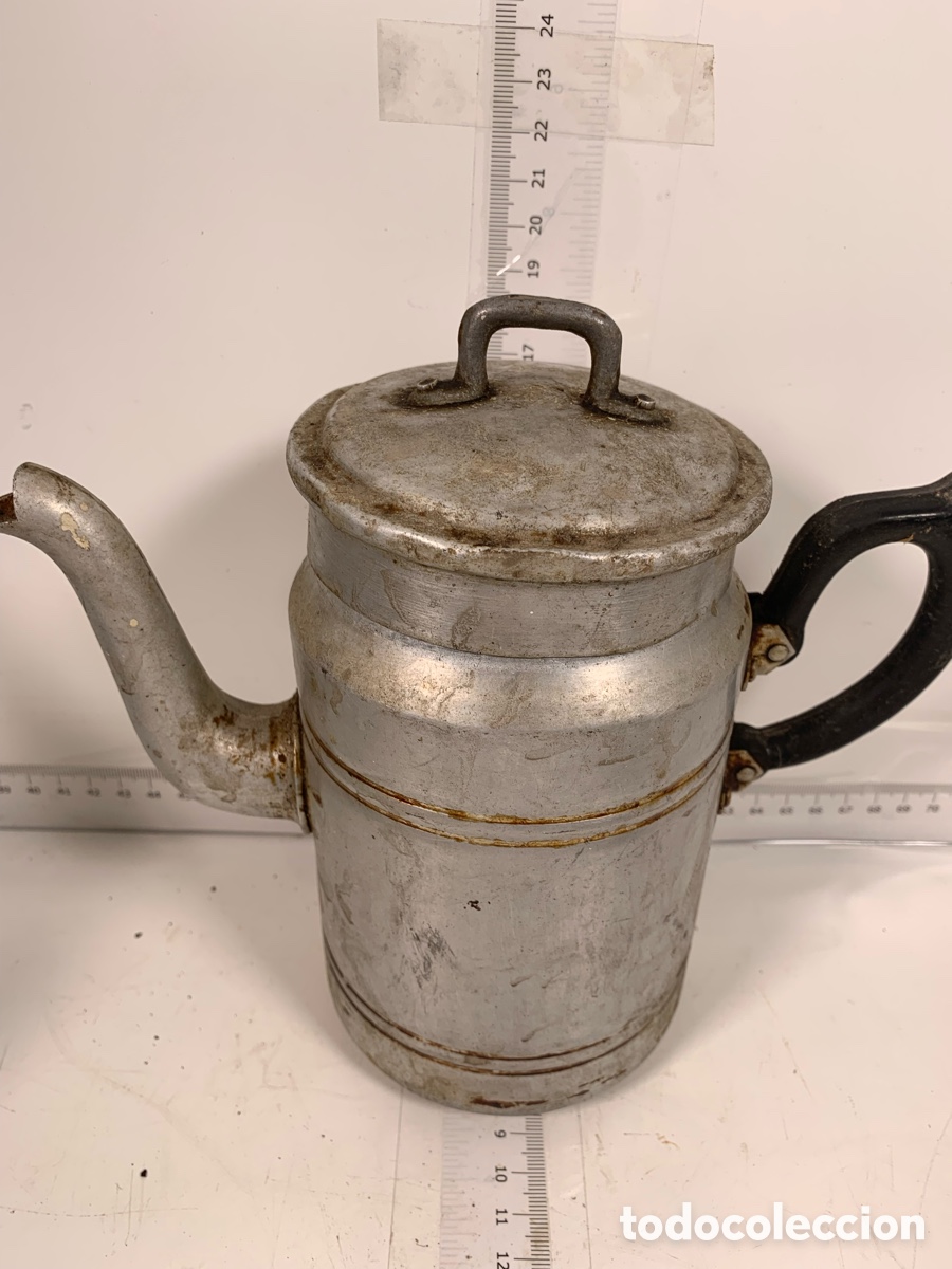 Antig&uuml;edades: 01_ lote Lechera cafetera aluminio - Foto 10