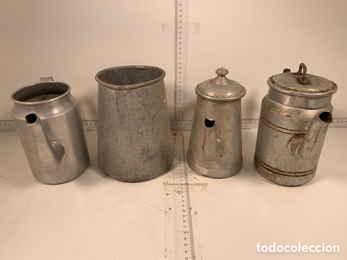 Antig&uuml;edades: 01_ lote Lechera cafetera aluminio - Foto 1