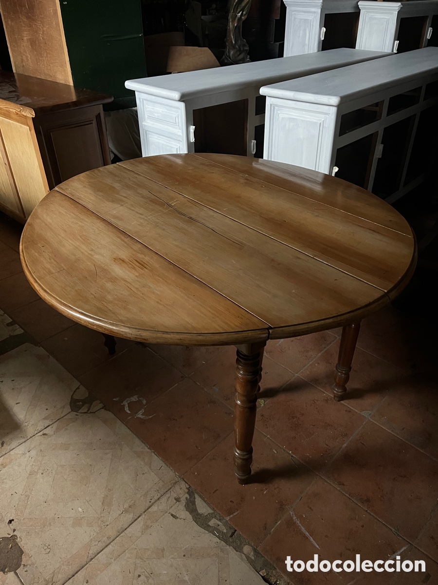 Antig&uuml;edades: Mesa de alas antigua en madera de nogal. - Foto 3