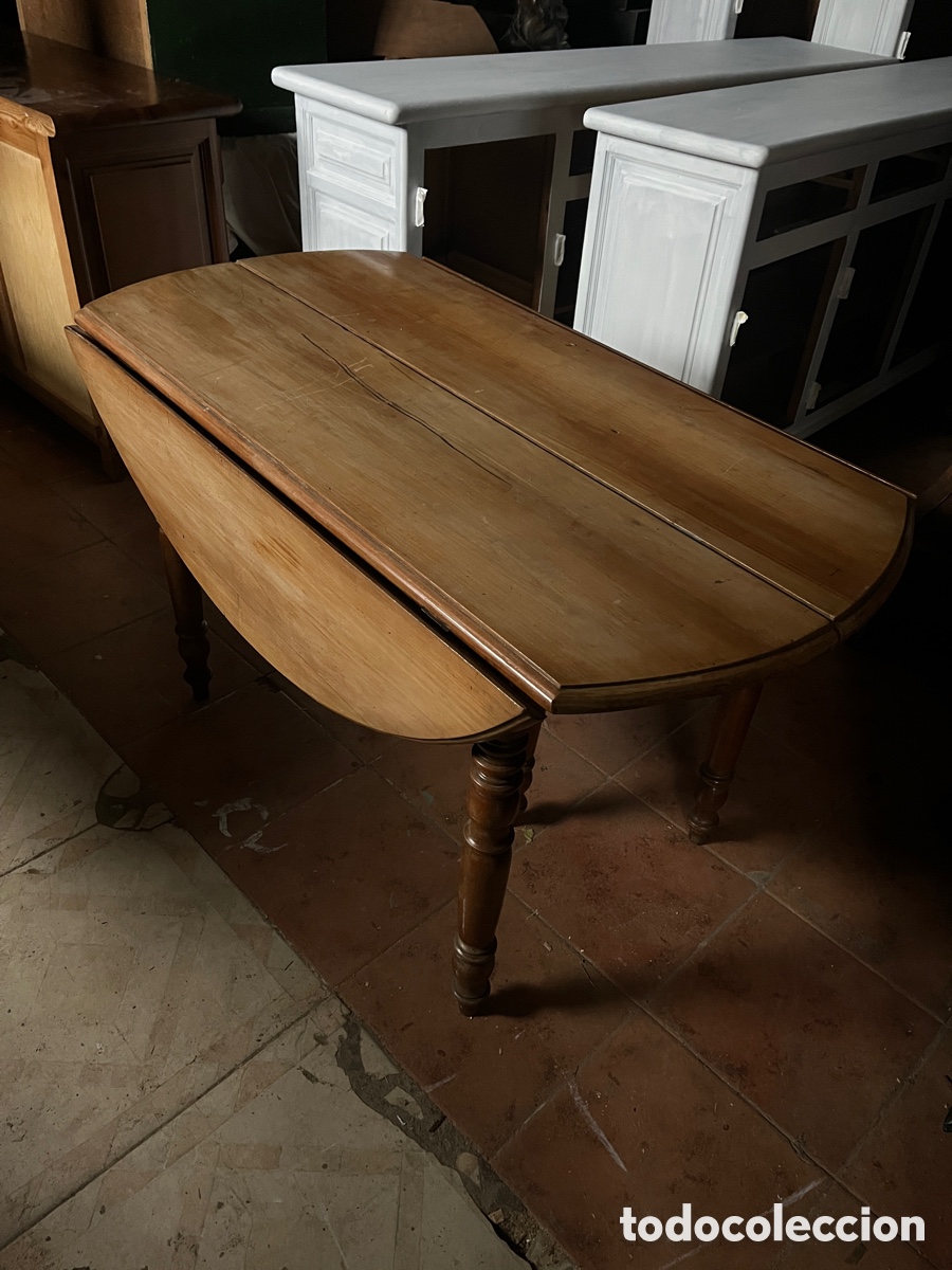 Antig&uuml;edades: Mesa de alas antigua en madera de nogal. - Foto 4