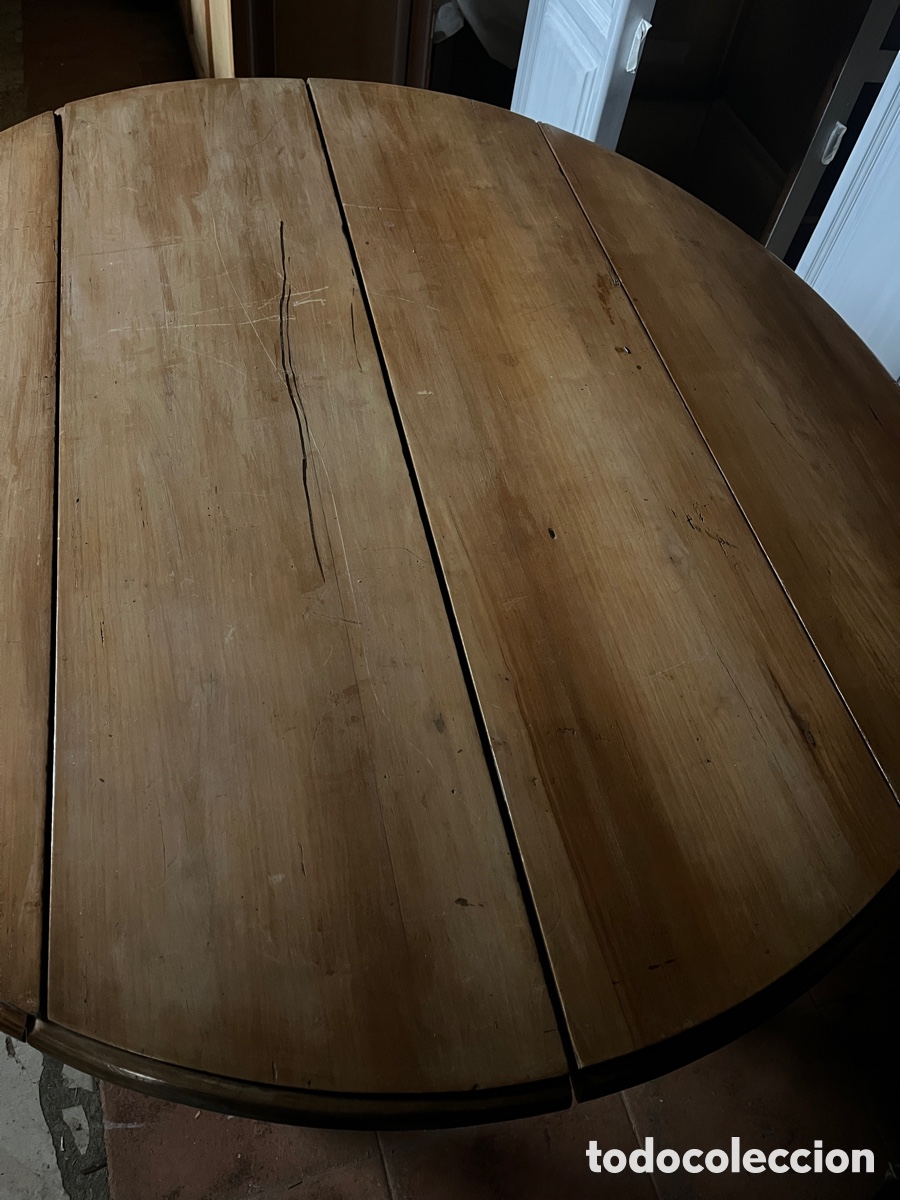 Antig&uuml;edades: Mesa de alas antigua en madera de nogal. - Foto 9