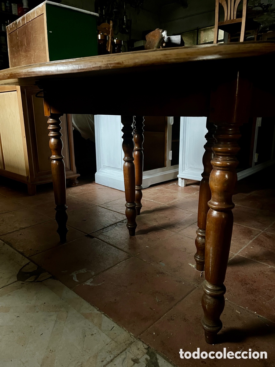 Antig&uuml;edades: Mesa de alas antigua en madera de nogal. - Foto 11